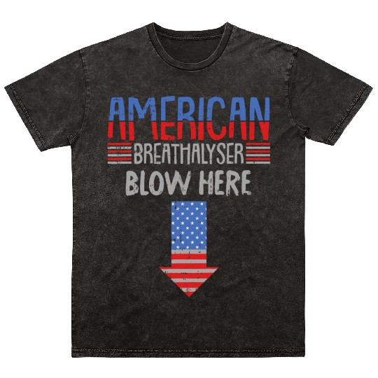 Breathalyzer 4th Of July Funny US Flag Patriotic Mineral Wash T Shirts