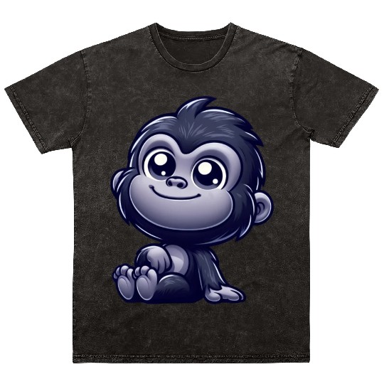 Cute monkey chimpanzee gorilla peaceful happy Mineral Wash T Shirts
