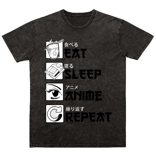 Eat Sleep Anime Repeat Anime Lovers Gifts for Men Mineral Wash T Shirts