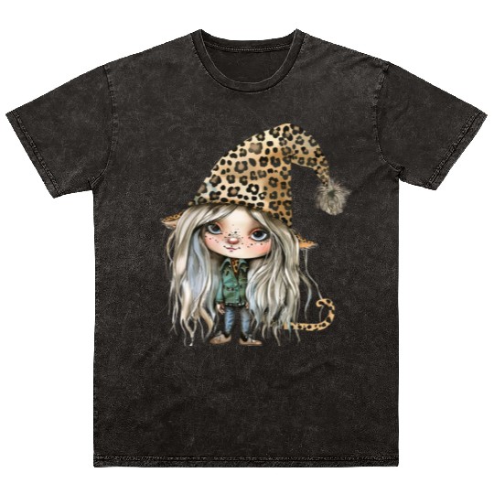 Leopard Print Gnome Clipart Images, Girly Mineral Wash T Shirts