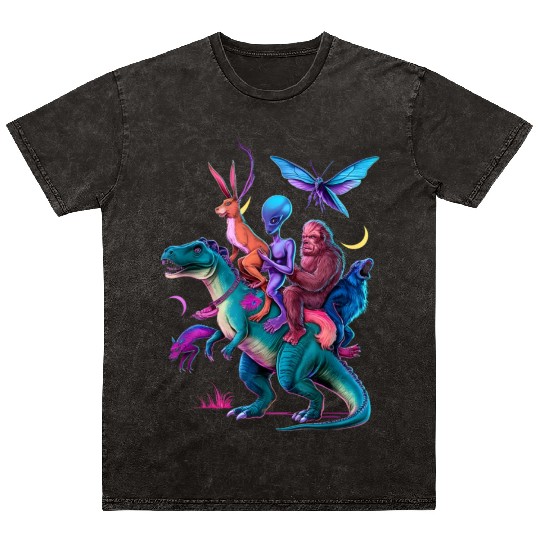 Cryptozoology Cryptid Bigfoot Jackalope Mothman Mineral Wash T Shirts