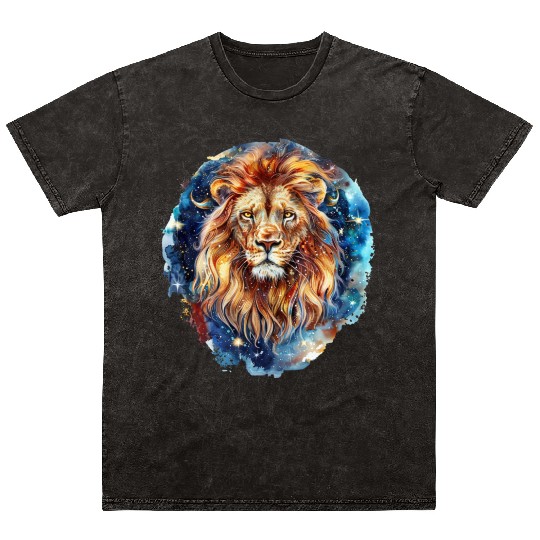 Celestial Lion Images, Mystical Lion, Night sky Mineral Wash T Shirts