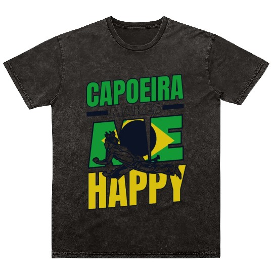 Capoeira Makes Me Happy Capoeirista Ginga Dance Mineral Wash T Shirts