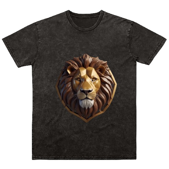 Geometric Lion Logo Mineral Wash T Shirts
