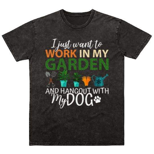 Gardening Dog Lover Gardener Garden Pet Plants Mineral Wash T Shirts