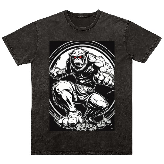 Zombie ape street fighter black and white circle l Mineral Wash T Shirts
