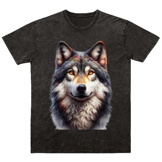 Majestic Wolf Spirit Mineral Wash T Shirts