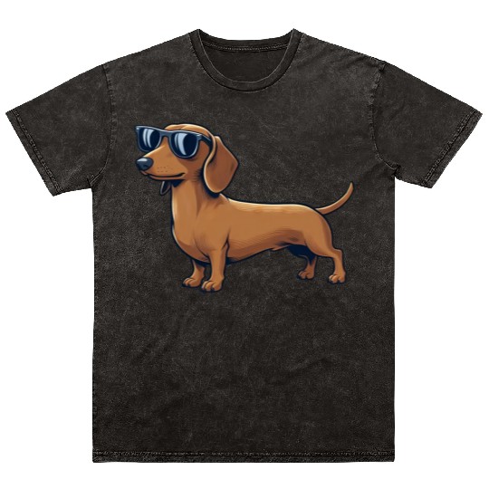 Cool Dachshund Dog Sunglasses Summer Style Mineral Wash T Shirts