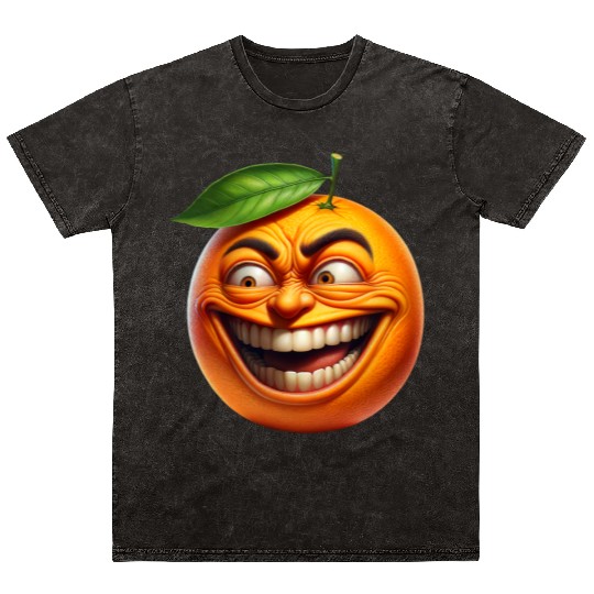 Crazy Orange a Comically Exaggerated Face Mineral Wash T Shirts