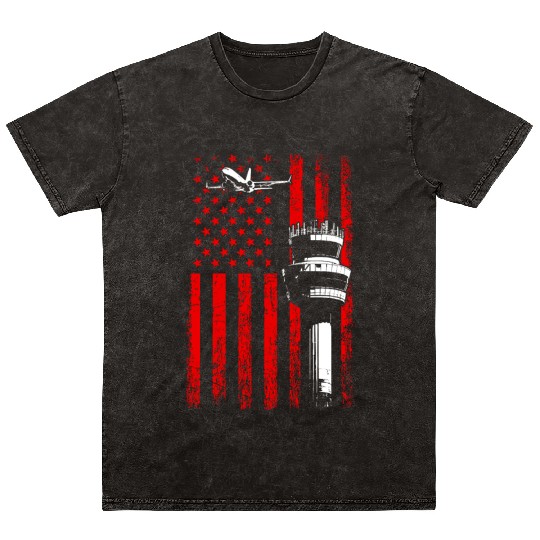 American Flag US, air traffic controller Mineral Wash T Shirts