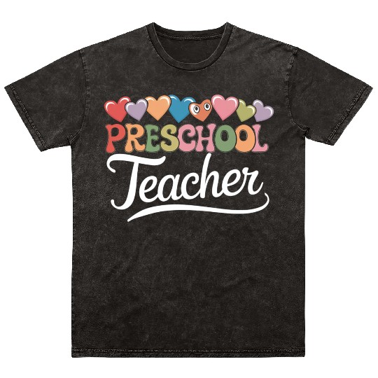 Preschool Teacher First Day Groovy Back To School Mineral Wash T Shirts
