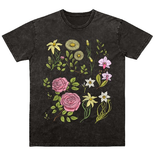 Flowers Cottagecore Mushroom Indie Clothes Mineral Wash T Shirts