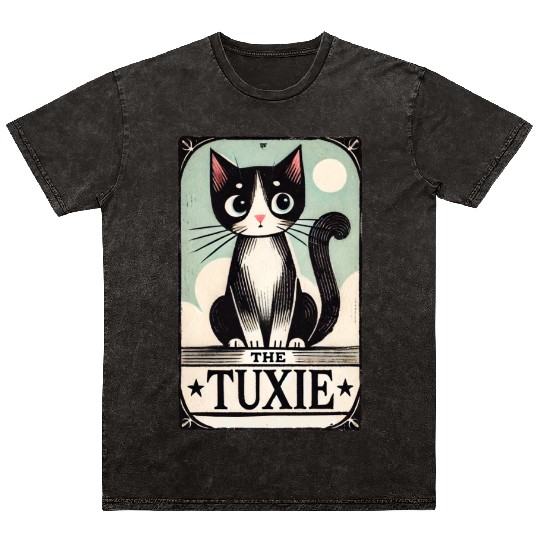 Tuxedo Cats Tarot Card Mineral Wash T Shirts