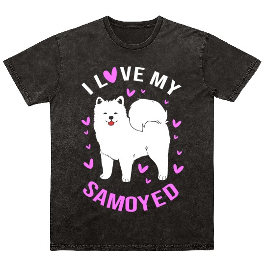 Dog Owner Pet Lover Dog Mom I Love Samoyed Mineral Wash T Shirts