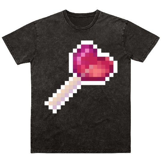 Pixel Art Sprite Cute Heart Lollipop Mineral Wash T Shirts