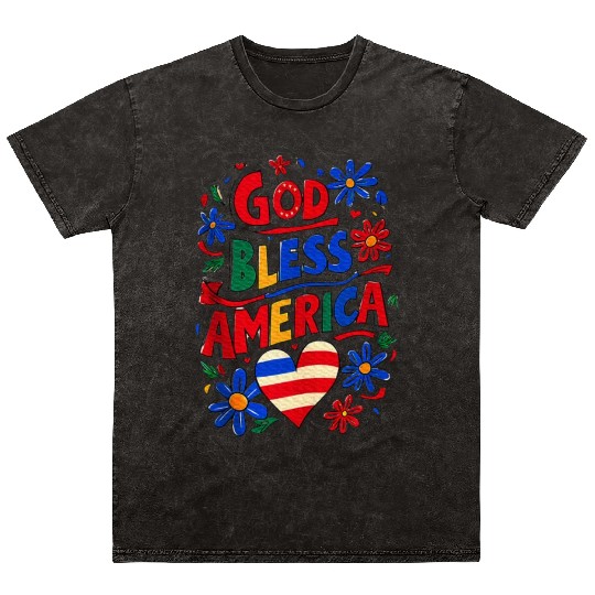 God Bless America Mineral Wash T Shirts