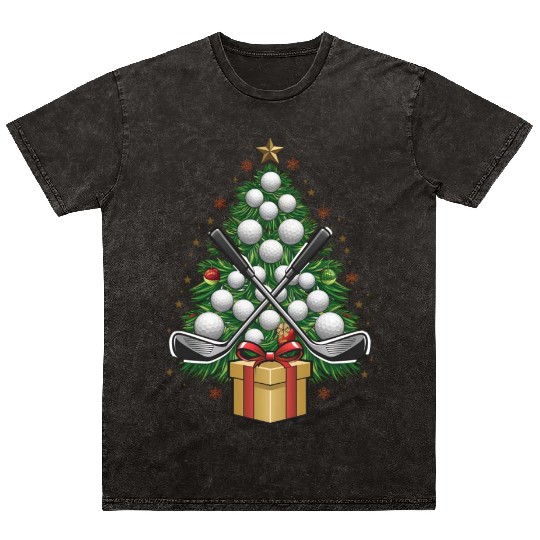 Golf Equipment Christmas Tree Christmas Golf Mineral Wash T Shirts