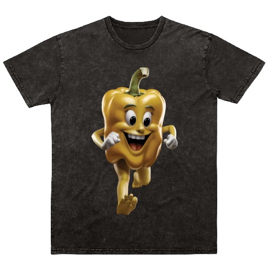 Yellow Bell Pepper Running Realistic Mineral Wash T Shirts