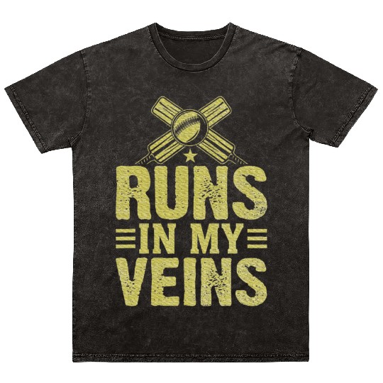 Cricket runs in my Veins Cricket Mineral Wash T Shirts