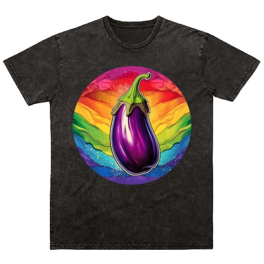 LGBTQ Eggplant Mineral Wash T Shirts