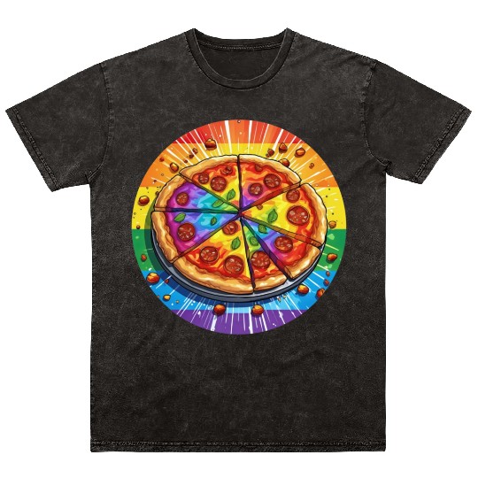 LGBTQ Pizza Mineral Wash T Shirts