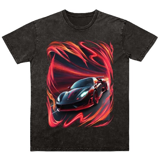 Nice sport car, red storm and effects Mineral Wash T Shirts
