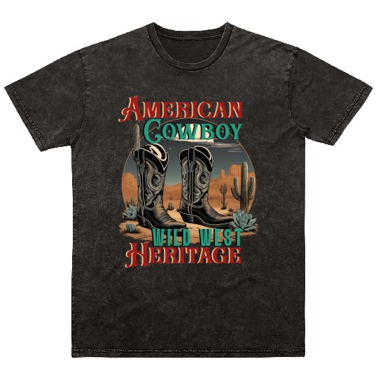 American Cowboy boots Texas West Wild Heritage Mineral Wash T Shirts