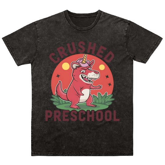 crushed preschool unicorn preschool graduation Mineral Wash T Shirts