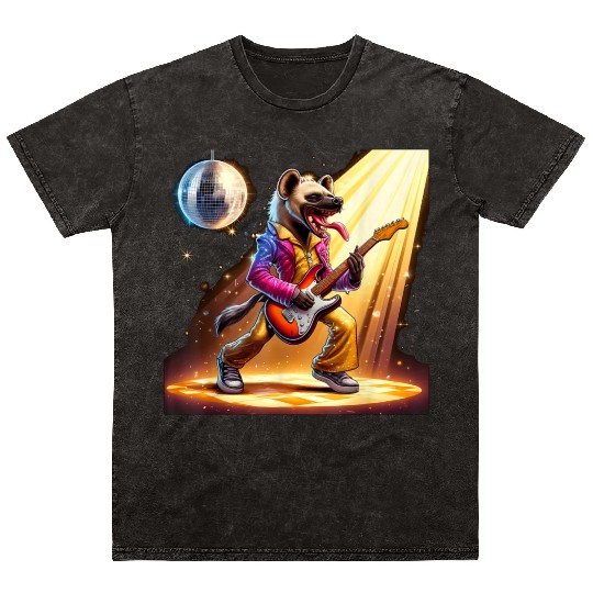 Disco Ball Guitar Hyena Mineral Wash T Shirts