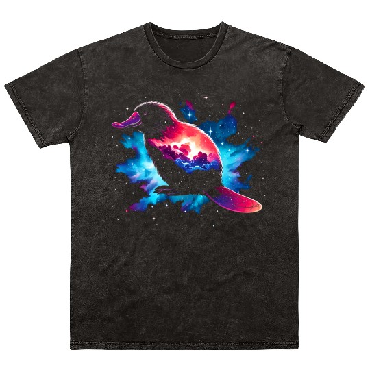 Cool Platypus Galaxy Space Art Mineral Wash T Shirts