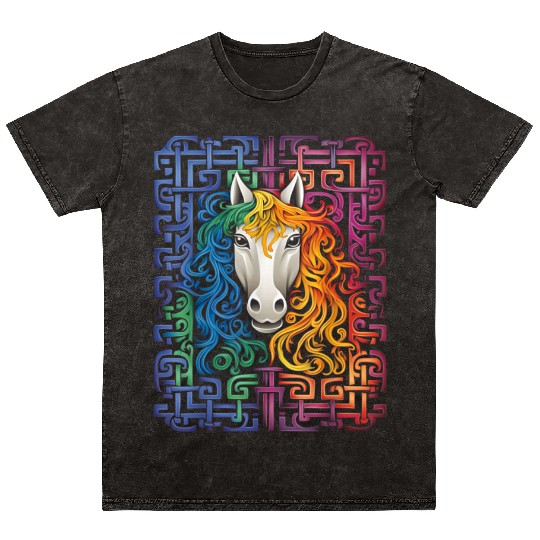 Mandala Animal Colorful Artwork Mineral Wash T Shirts