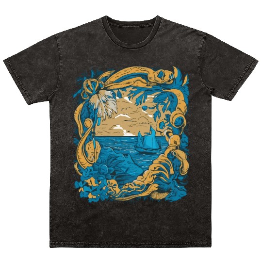 Sun Kissed Shores A Mediterranean Odyssey Mineral Wash T Shirts