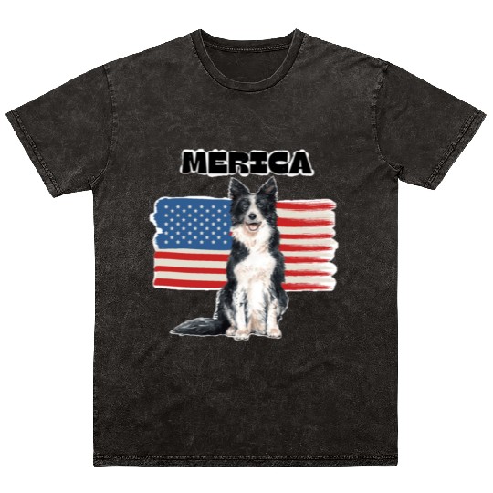 Patriotic dog Mineral Wash T Shirts