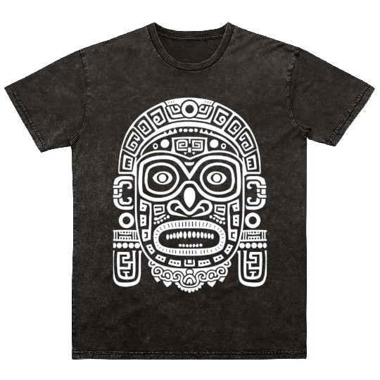 Maya God Mayan Mythology Ek Chuah Intricate Mask Mineral Wash T Shirts