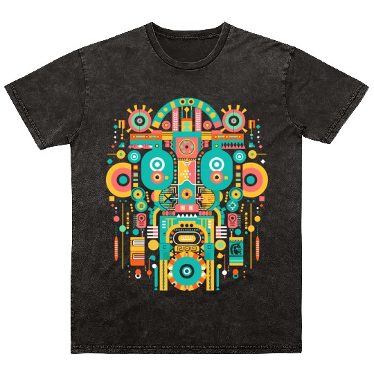 Maya God Mayan Mythology Itzamna Mask Art Mineral Wash T Shirts
