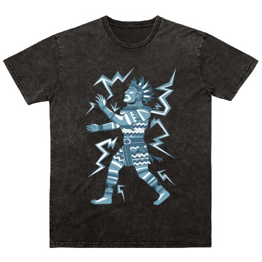 Maya God Mayan Mythology Kauil Lightning Warrior Mineral Wash T Shirts
