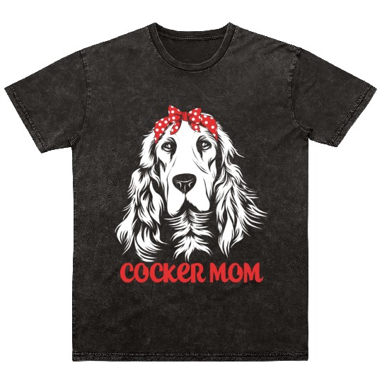 Cute Dog Hair Bow Cocker Spaniel Mom Cocker Mom Mineral Wash T Shirts