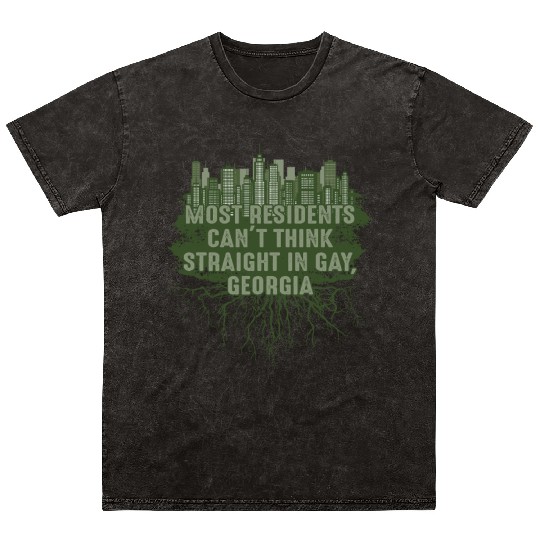 Think Straight in Gay Georgia Pun The Peach State Mineral Wash T Shirts