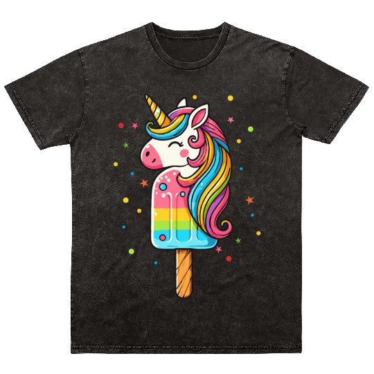 Colorful unicorn ice cream motif for summer Mineral Wash T Shirts