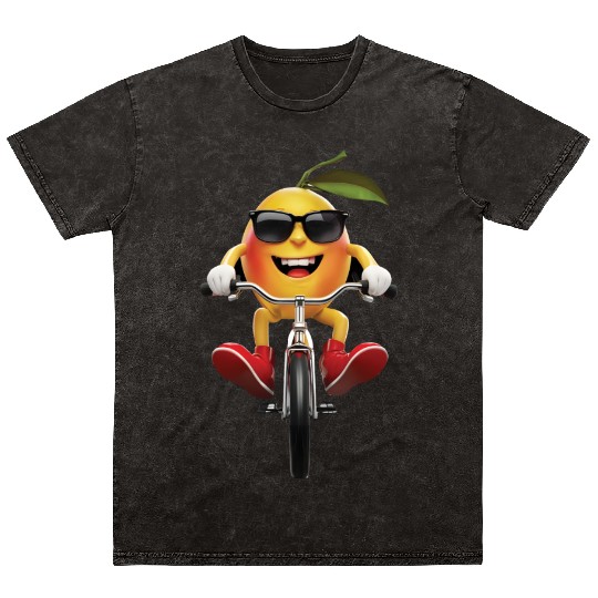Mango Cycling On Bike Realistic Mineral Wash T Shirts