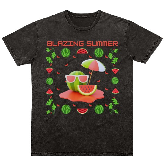 Blazing Watermelon Summer Mineral Wash T Shirts
