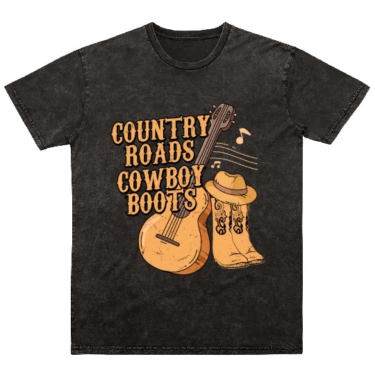 Country Roads, Cowboy Boots Western Southern Mineral Wash T Shirts