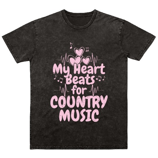 My Heart Beats for Country Music Cowboy Western Mineral Wash T Shirts