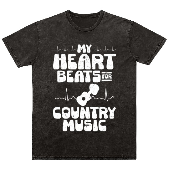 My Heart Beats for Country Music Western Cowboy Mineral Wash T Shirts