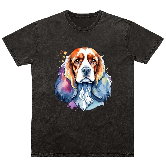 American Cocker Spaniel Watercolor Mineral Wash T Shirts