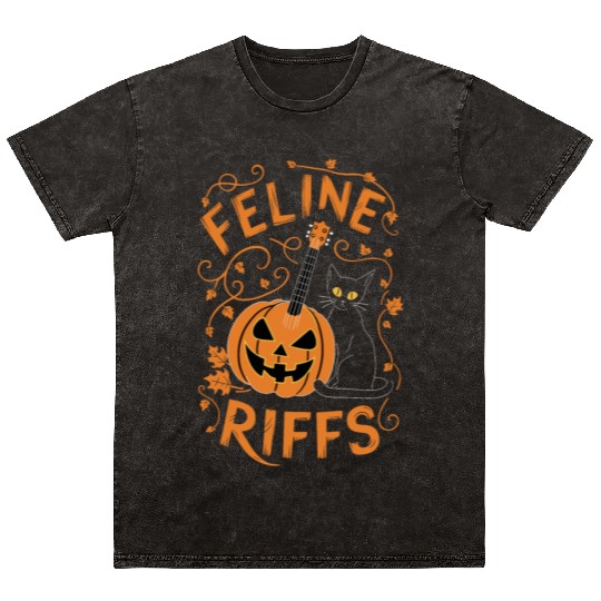 musical pumpkin autumn vibes spooky guitar autumn Mineral Wash T Shirts