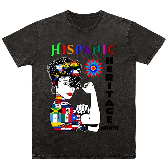Hispanic Heritage Month Latino Countries Flag Mineral Wash T Shirts