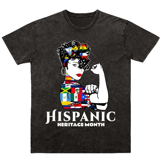 Hispanic Heritage Month Latino Countries Flag Mineral Wash T Shirts