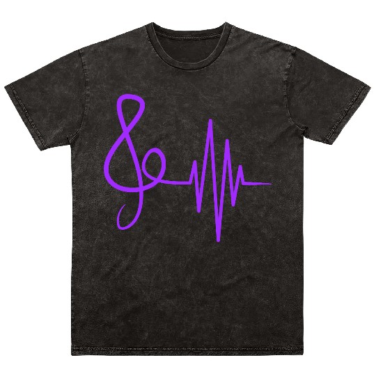 Music Clef Note Violin Treble Sound Pulse ECG Mineral Wash T Shirts