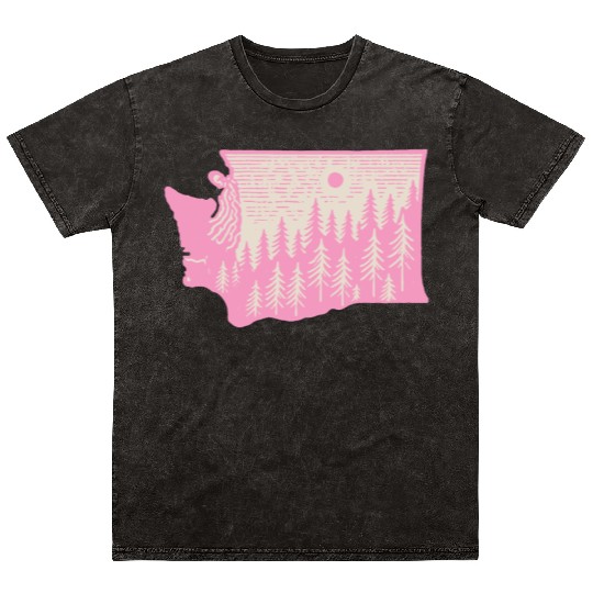 Washington DC Wild Outline State Mineral Wash T Shirts